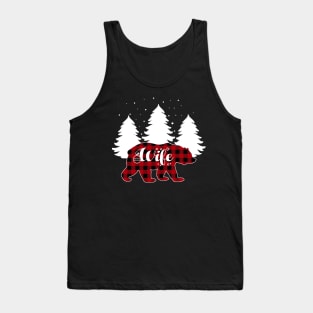 Wife Bear Buffalo Red Plaid Matching Family Christmas Tank Top